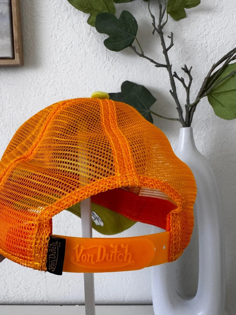 Von Dutch Lime Green & Orange Mesh Trucker Hat